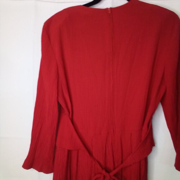 Miss Dorby Dress Women 14 Vintage Classic Attached Vest Textured Ribbed Red - Picture 13 of 16